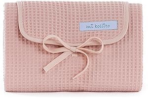 Mi bollito Matelas à langer portable pliable et imperméable - Tissu 100 % coton gaufré - Facile à ranger dans le sac maternel - Idéal pour cadeau de nouveau-né