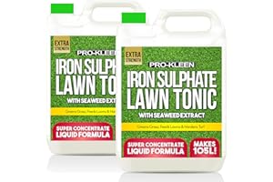 Pro-Kleen Lawn Tonic Liquid Iron Sulphate Quality Ferrous Conditioner, Fertiliser, Grass Greener, Turf Hardener, Long-Lasting for a Healthier Looking Garden | Helps Prevent Lawn Disease (2 x 5 Litres)