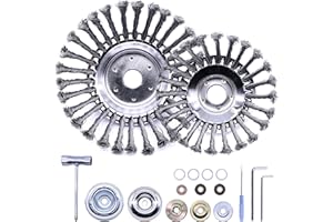 Neegool Unkrautbürste für Freischneider mit 25,4mm Bohrung (8"und 6") - Profi Wildkrautbürste für Motorsense inklusive 16 Stuck Werkzeug und Adaptern