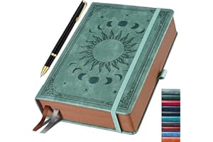HwxBen Carnet de Journal pour Hommes et Femmes, 360 Pages, Carnet de Journaling avec Stylo, Design Vintage Soleil & Lune, Gris Premium, 19,6 x 25,4 cm
