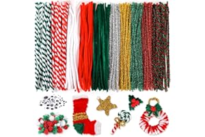 OOTSR 200 Noël Fil Chenille Cures Pipes Loisir Creatif,Pipe Cleaners Multicolores Cure Pipe pour Noël Décoration Loisirs Creatifs (30cm)