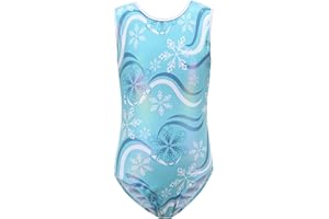 Cucudy Leotardos de gimnasia para niñas, color blanco, amarillo, azul, verde, morado, rosa, arco iris, degradado, sin mangas, leotardo de baile, ballet y gimnasia, atlético para niñas de 5 a 12 años