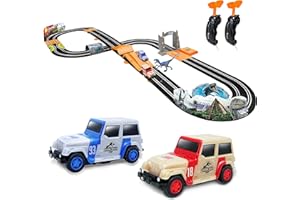 RELSY Jurassic World Electric Race Car Track Set With Ramp, Includes 2 x Slot Car, Dinosaur Figure & Accessories, Jurassic Park Kids Toys - 4.4M / 14.5FT Racetrack For Kids 105022JW (Ultimate Wild Racing)