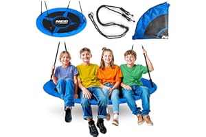 ‎NEO-SPORT Neo-Sport Huśtawka Ogrodowa Dla Dzieci Bocianie Gniazdo 125 cm Maksymalne Obciążenie 150 kg Swingo Niebieska