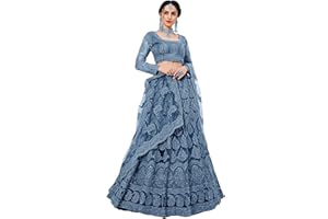 PATLANI Letest Design Kette bestickt mit Steinarbeit Frau Flered Lehenga Choli (halbgenäht)