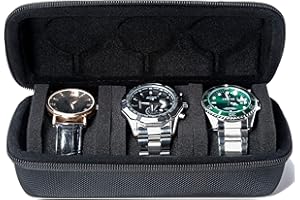 MATGEUT 3 SLOT Watch travel Case -Hard Travel Watch Travel Case, hard watch box Storage Organizer and Display fit large&small watches