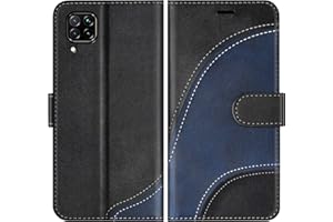 BoxTii Funda para Huawei P40 Lite/Nova 6 SE, Funda de PU Cuero para Huawei P40 Lite/Nova 6 SE, Magnético Carcasa Libro con Ranuras para Tarjetas, Negro