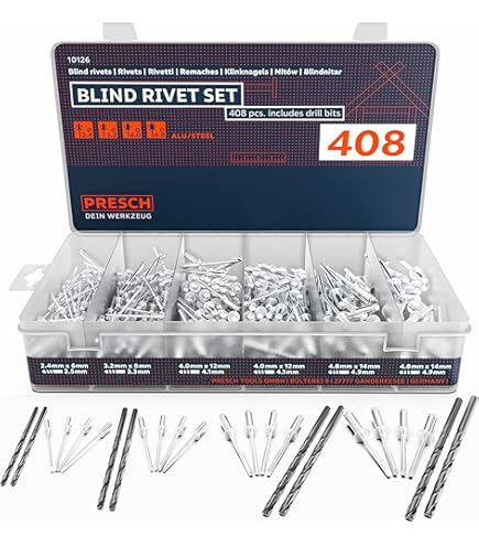 500 Stück Blindnieten Set 500 Stück Blindnieten 4x6mm Flachkopf - Aluminium / Stahl, Klemmbereich 1,5-3mm Blind Niet