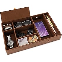 Svuotatasche In Pelle Per Uomo - Organizer 5 Scomparti Per Scrivania, Comodino O Auto - Foto 4