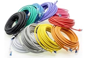 freiwerk 0.5 M - CAT-6a Netzwerk-Kabel, Ethernet, Lan & Patch Kabel RJ-45 SFTP 10GB/s - 10 Stück 10 Farben