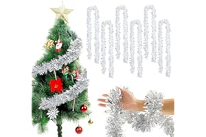Heryamess 6 Piezas Metálico Oropeles Brillantes Decoración,Brillante Espumillón,Guirnalda Brillante Metálica Decoraciones,Guirnalda de Oropel de Navidad,Guirnalda de Navidad Metálicas