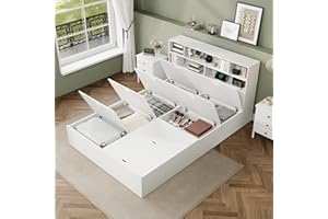 RIAZOS Doppelbett 140x200cm, Multifunktionsbett mit Aufbewahrungsbox, Kopfteil mit USB Staufach und Regal, Bettgestell mit Stauraum, Massivholz Kinderbett, ohne Matratze, Weiß