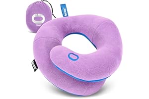 BCOZZY 3-7 Y/O Kids Travel Neck Pillow for Traveling, Provides Double Support for Toddlers & Children in Car Seat & Airplane After Road Trip Activities, Washable, Carry Bag, Small Size, Light Purple