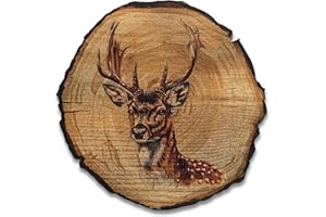 DRO Design Deer - Size 30 cm - Rustic Wall Picture in Vintage Look - Wood Look Wall Decoration with Motif for Living Room and Hallway - Gift Idea for Animal Lovers, Wall Painting