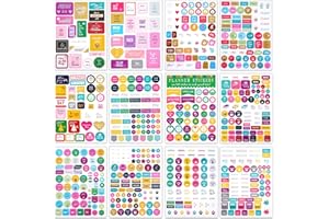 LINJINDE 12 fogli adesivi scrapbook set per promemoria piani eventi famiglia, colorati planner piccolo calendario autoadesivo,etichette colorate bullet journal per spartiti album fotografici regalo artigianato