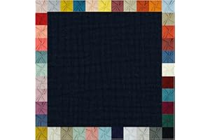 TEXTILQUALITY Hochwertiger Musselin Stoff Meterware - weicher Baumwollstoff für Kleid Baby Decke Tuch Tagesdecke Bettwäsche ÖkoTex Double Gauze uni Baumwollstoffe Dekostoff Stoffe zum Nähen Meterware (dunkelblau)