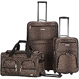 Rockland Set di 3 bagagli, trasparente, 3 pezzi, Leopard, Taglia unica, Vara Softside - Set di 3 bagagli verticali