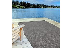 THE RUGS Tapis d'extérieur résistant aux intempéries et aux UV pour intérieur/extérieur, Tapis Durable pour Patio, terrasse, Jardin, Cuisine, Salle de Bain ou Salon, Gris foncé, 80 x 150 cm