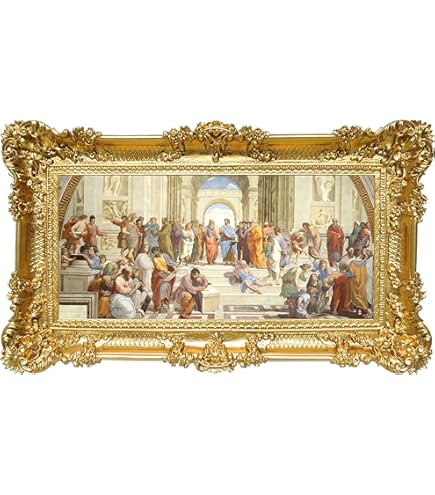 Mona Lisa Bild mit Barock Rahmen in Gold Wandbild von Leonardo da Vinci 45x38 cm Kunstdrucke Gemälde Retro Repro Antik für Home Büro Praxis Café 48B