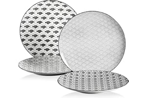 vancasso Haruka 4 tlg. Set Dessertteller aus Porzellan, Ø 21,5 cm Kuchenteller, Flachteller für Frühstück