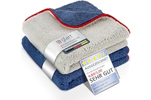 Glart 472PP Set di 2 Panni in Microfibra Premium 40x40 cm per la Cura Professionale della Vernice, per Asciugatura e Lucidatura Auto, antracite / blu marino