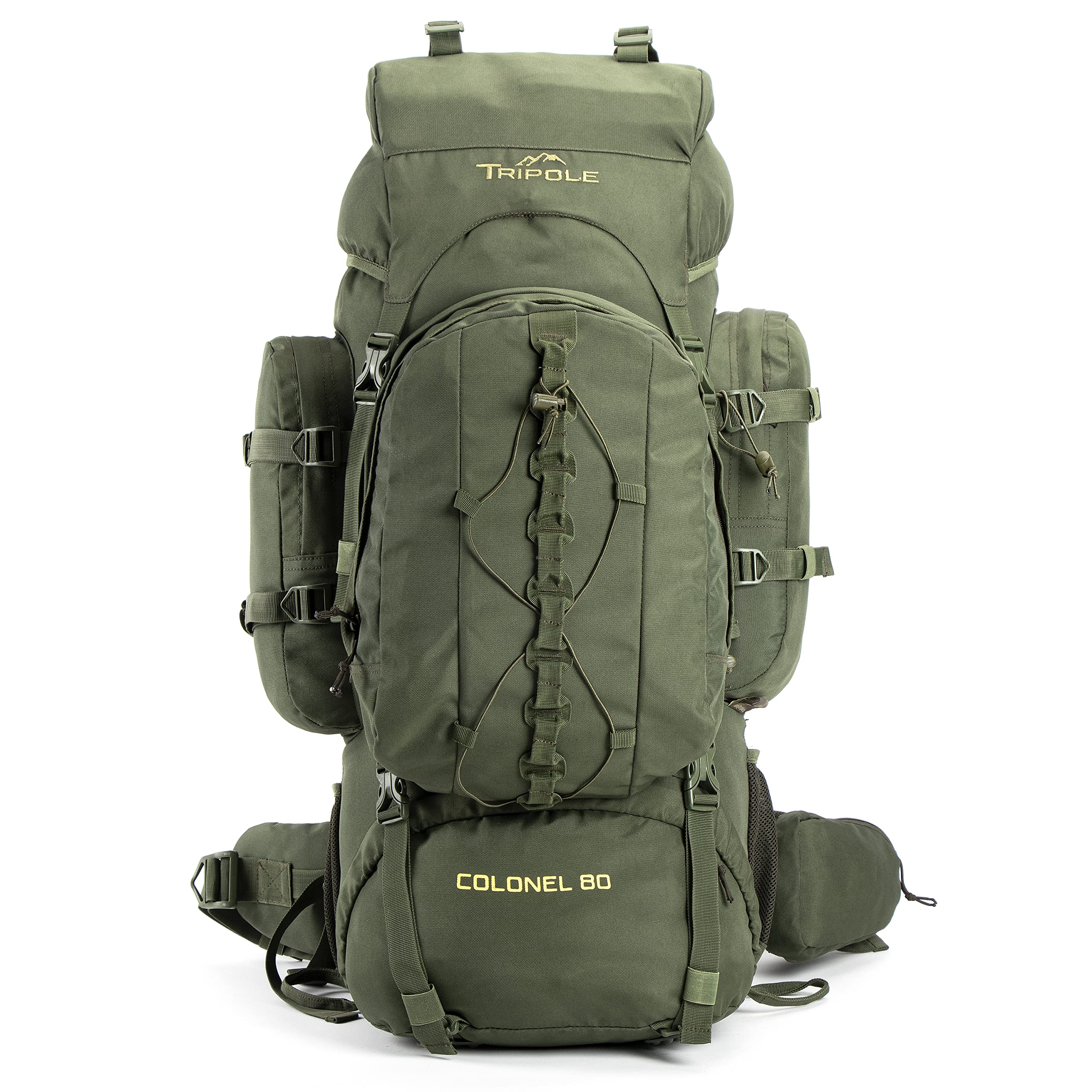TriPole Colonel 80 Litres Rucksack + Detachable Day Pack, Army Green