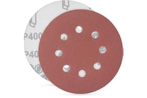 YoiYee 400 Grit Sanding Discs Pads, 8 Holes, 125mm/5-inch Hook and Loop Quick Change Sandpaper Sheet for Random Orbital Sander, 20 Pack