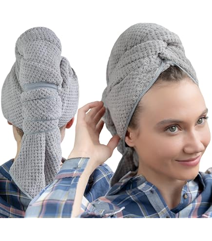 BMQY Damen Haarturban Aus Mikrofaser – 60x100 Cm, Schnell Trocknend, Mit Elastischem Band, Für Langes & Lockiges Haar