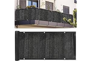 PATIKIL 3'x19.7' Patio Privacy Screen for Balcony, Fence Cover for Apartment Railing Netting Mesh Shade Fabric Balcony Cover for Outdoor Deck Backyard Porch, Railing Shield 90% (Black)