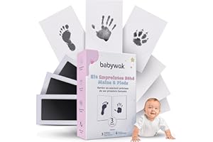 BABYWAK Kit Empreinte Bébé – Tampon Encre Clean Touch, Sûr & Sans Contact – Souvenir Naissance, Cadeau Baby Shower, Empreinte Main & Pied Nouveau-né (0 – 6 Mois)