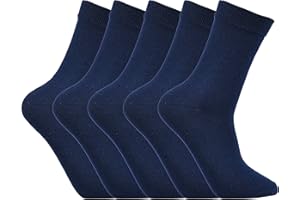 Laulax 5 Pairs Finest Combed Cotton Smooth Seamless Toe Boys School Socks (3-16 Years), Black, Charcoal, Navy…