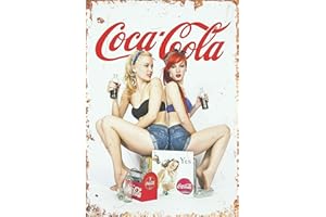 GÉNÉRIQUE Coca Cola Plaque murale vintage en métal pour 2 filles (Taille L A4 200 x 280 mm)