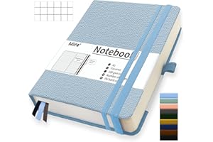 Mlife Quaderno A5 Quadretti, 360 Pagine E 100g/M² Carta Resistente All'Inchiostro, Quaderni Con Tasca Pieghevole Per Ufficio Scuola Casa Scrittura E Note(Azzurro)