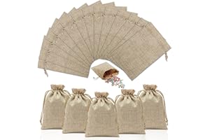 ZZXLOPEZ 50 Pezzi Sacchi Lino con Coulisse, Sacchetti di Iuta Piccoli, Sacchetto per Gioielli, Sacchetti Juta, Piccoli Sacchetti Regalo Per Fatti a Mano Regali di Nozze Festa Natale(9 x 12cm)