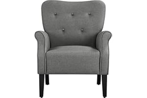 Yaheetech Nowoczesny fotel z uszami, drewniane nogi, fotel tapicerowany, fotel telewizyjny z podłokietnikami, pojedyncza sofa, komfort siedzenia