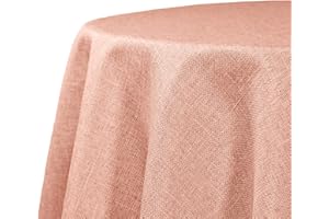 Decomira Mantel de Mesa Redondo Aspecto Lino - Repelente al Agua, Antimanchas, Lavable - como Mantel de Jardín o para Mesa de Comedor - Rosa - 140 cm Redondo