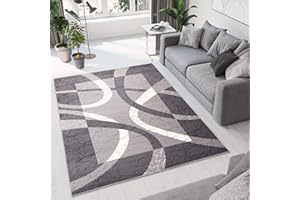 TAPISO Dream Alfombra de Salón Dormitorio Habitación Infantil Oficina Sala de Estar Diseño Moderno Abstracto Gris Oscuro Blanco Alfombra de Pelo Corto Suave 120 x 170 cm