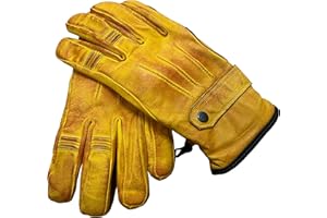 GEARX Guantes de Cuero Desgastado para Motocicleta, Guantes clásicos de Moda para ciclomotores, Turismo, vehículos Todo Terreno, cuatriciclos, conducción y Ciclismo