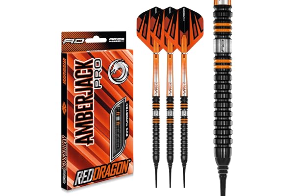 RED DRAGON Amberjack Pro Series Jeu de fléchettes en tungstène de qualité supérieure avec ailettes et tiges
