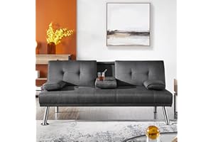 ‎YAHEETECH Yaheetech Schlafsofa für max. 3 Personen Gästebett Couch Sofa mit Schlaffunktion Tagesbett Bettsofa Schlafcouch Sofabett Polstersofa bis 350 kg belastbar dunkelgrau