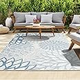 homeart Outdoor Rug - Easy-Clean, Durable, Stain-Resistant, Weather & UV Resistant Indoor & Outdoor Rugs for Porch, Deck, Balcony, Garden, Picnic and Patio | Bellis Blue, Grey - 160x230cm