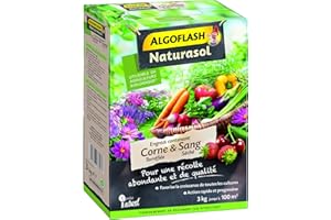 ALGOFLASH NATURASOL Engrais contenant de la Corne torréfiée et Sang Séché, Jusqu'à 100m², 3 kg, ACORNBIO3