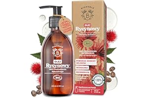 BIONOBLE Organiczny Olej Rycynowy 100% Czysty - Tłoczony na Zimno, Bez Heksanu - Pobudza Wzrost - Olej Rycynowy do Włosów, Rzęs i Brwi - Castor Oil - Szklana Butelka z Pompką - 200ml
