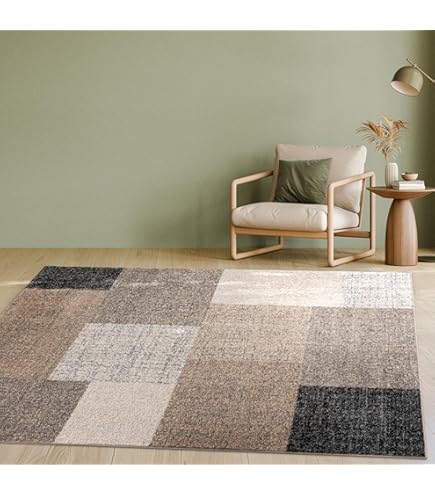 Tappeto Soggiorno Pelo Corto 140x200 Cm - Morbido, Lavabile, Colore Crema, Moderno - Foto 12