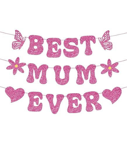 Club Green Banner „Best Mum Ever“ – Goldfarben, 2 Meter Lang, Zusammenklappbar