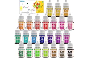 ‎LIMINO Lebensmittelfarbe 24 Farben - Flüssige Lebensmittel Farben zum Kuchen Backen, Kekse, Macaron, Dekorieren und Kochen - Lebendiger Lebensmittelfarbstoff für Airbrush, Fondantieren - je 6 ml