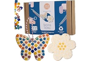 Crafty You Crafty Me - Butterfly and Flower Mosaic Kit, Mosaic Craft Kit, Creative Craft Activity Gift for Girls, Made in UK