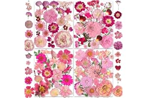 35 Types 146PCS Pink Dried Pressed Flowers with Butterfly Stickers - Youthbro Real Nature Flowers Set for Resin Jewelry Candle Soap Vase Making Nail Card Scrapbook Art Craft Floral Decors