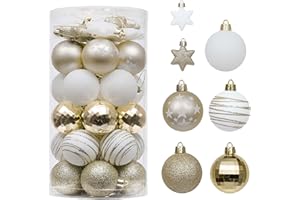 ‎VALERY MADELYN Valery Madelyn Weihnachtskugeln 35tlg. 5cm Plastik Christbaumkugeln Set, Weihnachtsbaumschmuck Dekoration Christbaumschmuck für Haus Dekoration Elegant Thema Weiß Gold