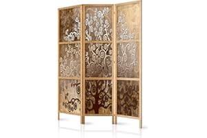 decomonkey 3 Paneles Biombo - 135 x 171cm Árbol marrón Oriental paraban Separador de ambientes para Separación de ambientes Hogar Oficina SPA